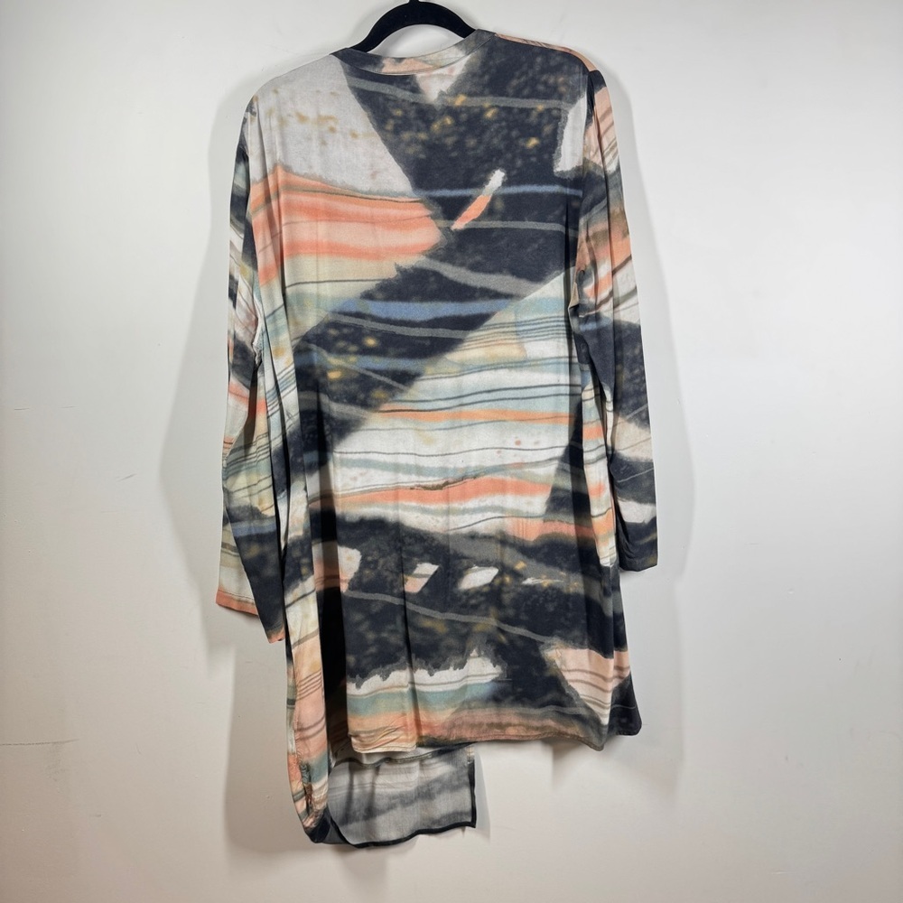 Ischiko Oska Lagenlook Abstract Print Tunic Dress Size 3 Asymmetrical Hem Baggy - Picture 8 of 11